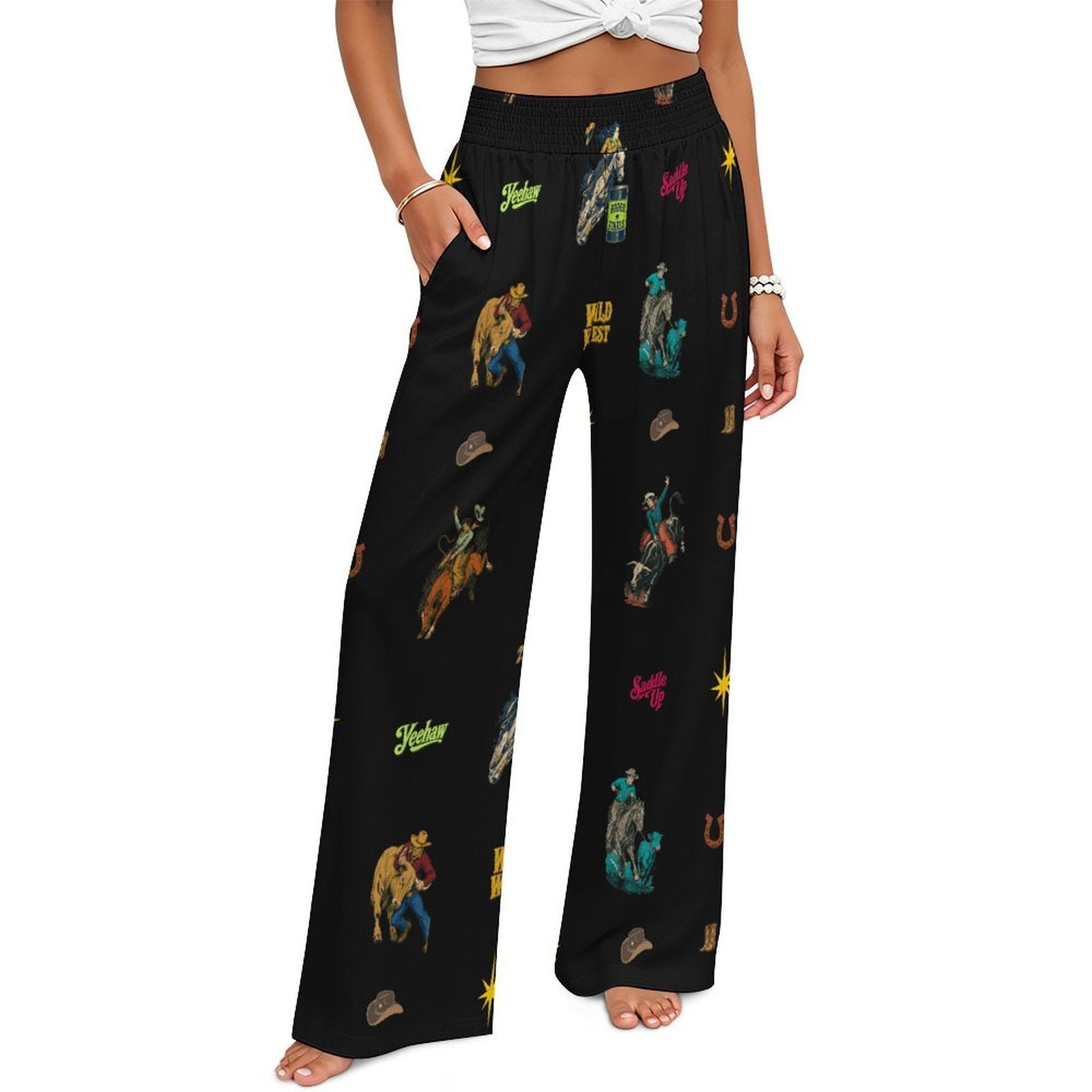The Last Roundup Rodeo High Waisted Wide Leg Pants