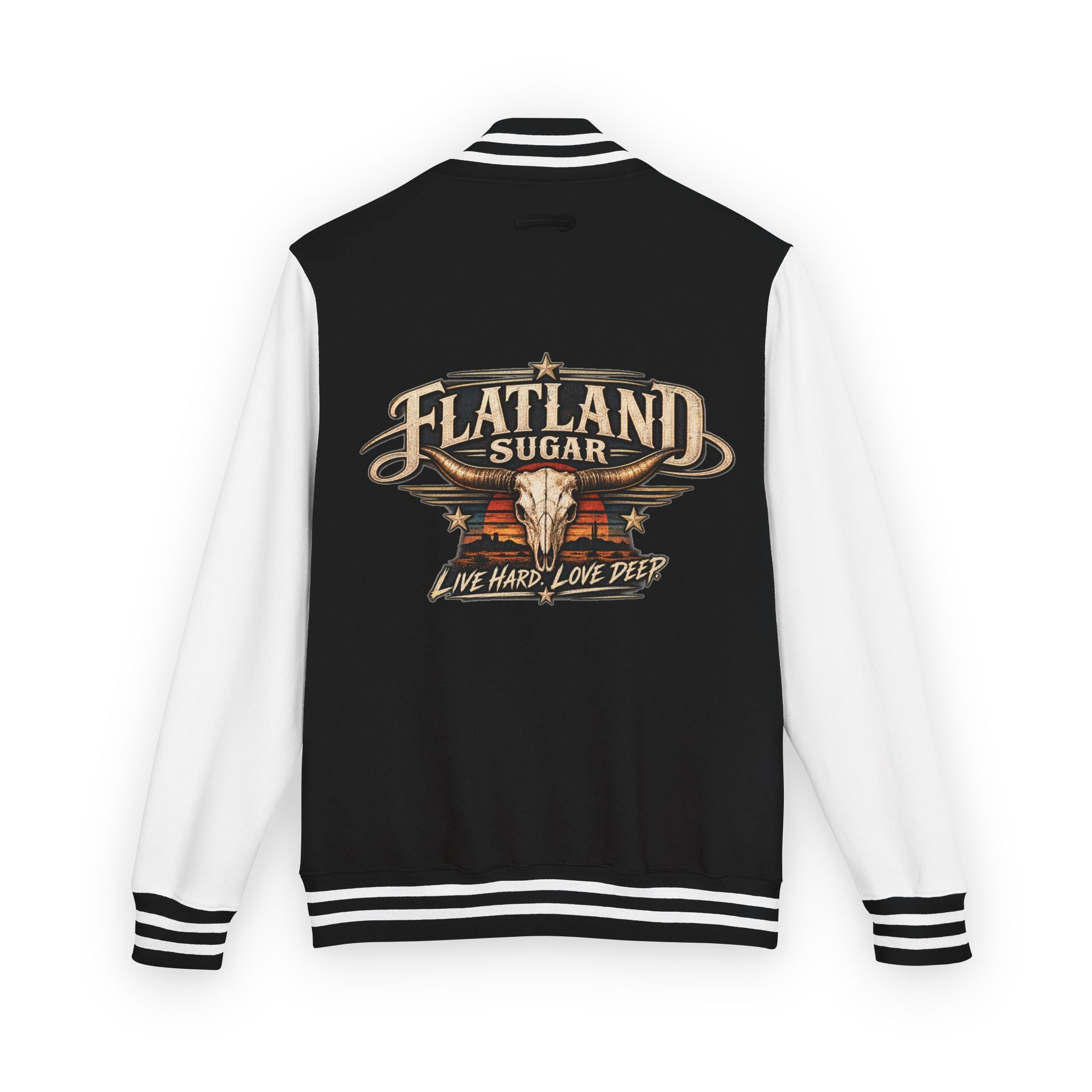 Letterman Jacket — Flatland Sugar “Live Hard, Love Deep” Vintage Logo