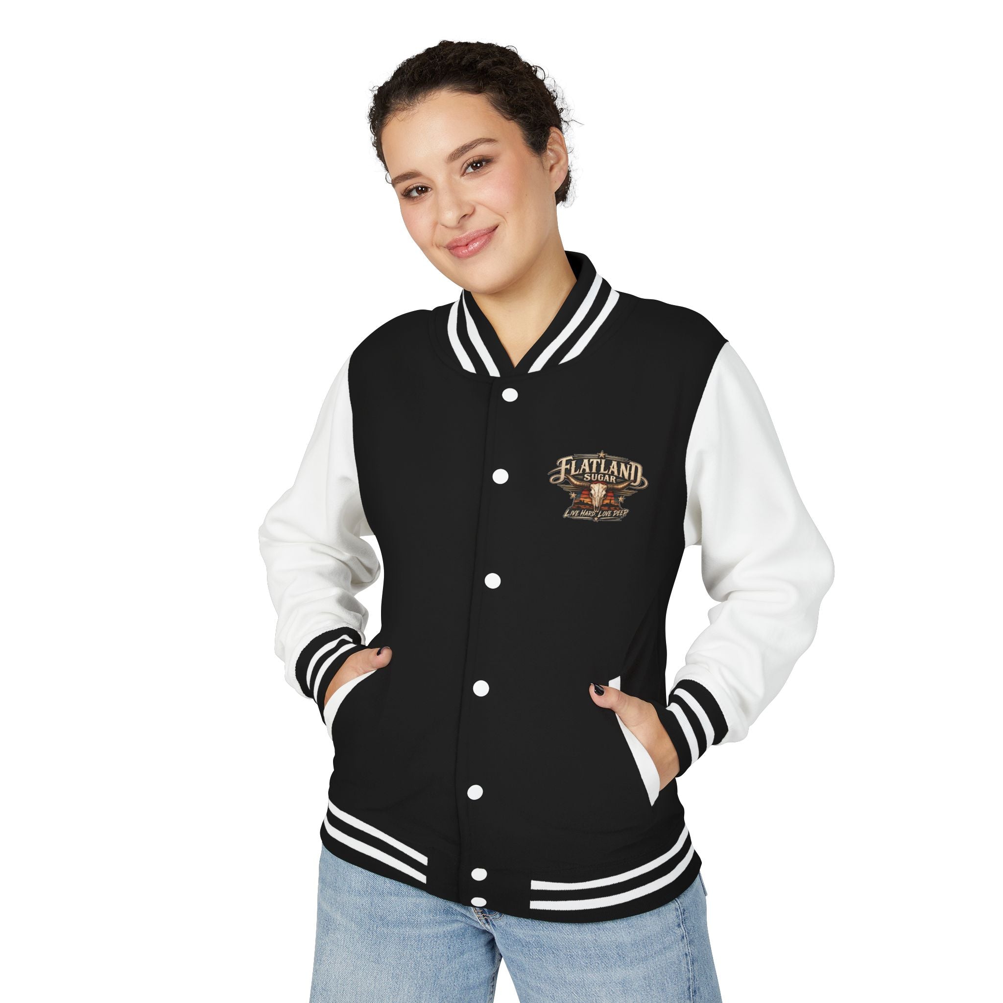 Letterman Jacket — Flatland Sugar “Live Hard, Love Deep” Vintage Logo