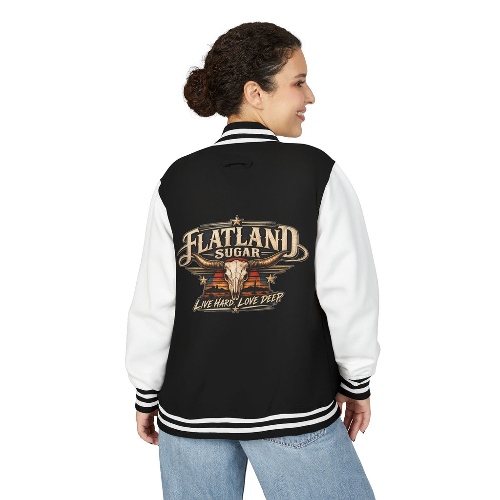 Letterman Jacket — Flatland Sugar “Live Hard, Love Deep” Vintage Logo