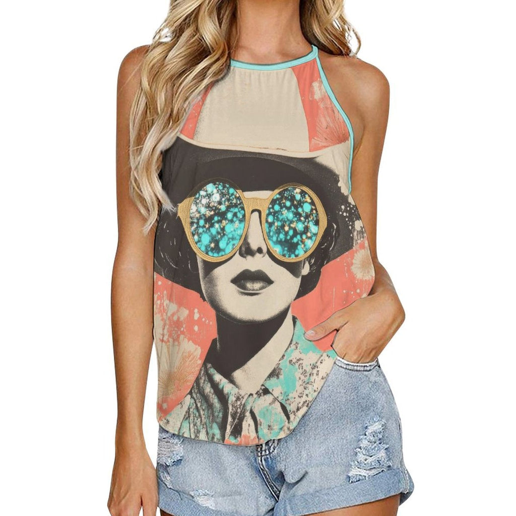 Turquoise Cowgirl Retro Pop Western Tank Top