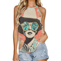 Turquoise Cowgirl Retro Pop Western Tank Top