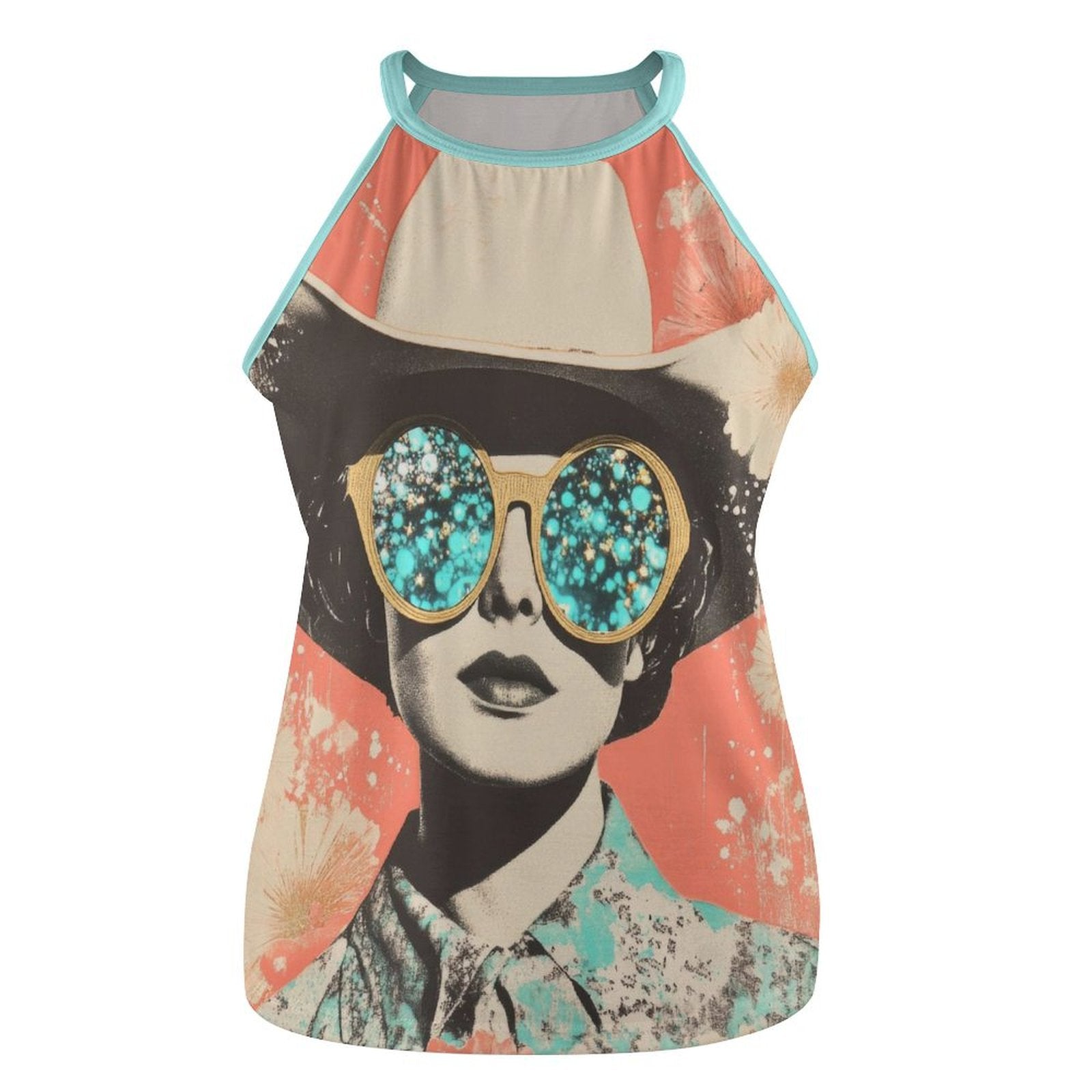 Turquoise Cowgirl Retro Pop Western Tank Top