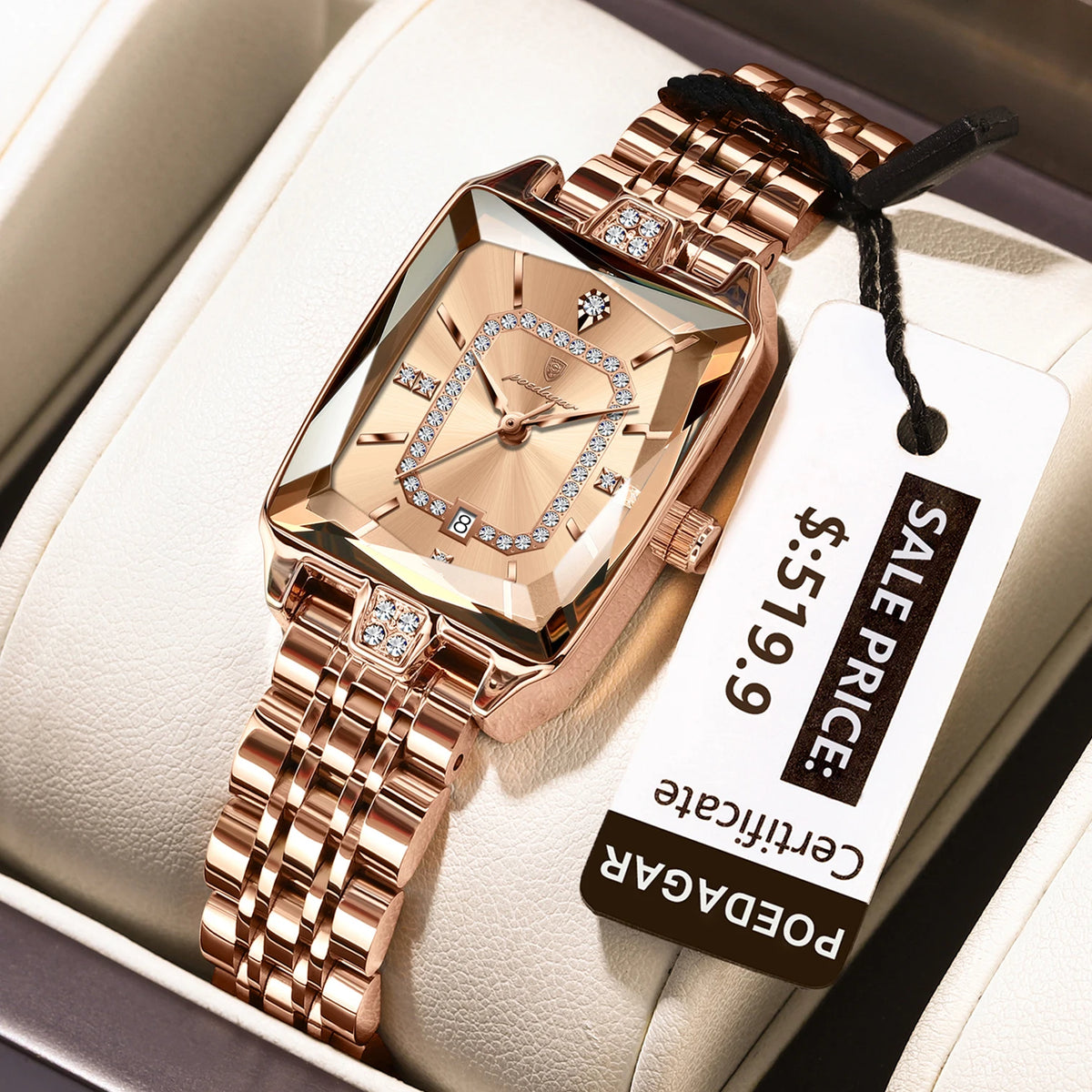 Elegant Waterproof Rectangle Wristwatch – Luxury Stainless Steel Quartz Dress Watch