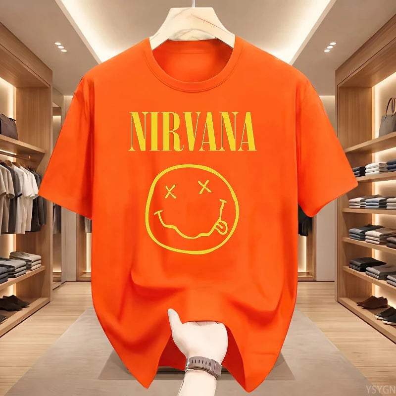 Retro Grunge Oversized Graphic Tee – Y2K Hip-Hop Style Vintage Rock T-Shirt
