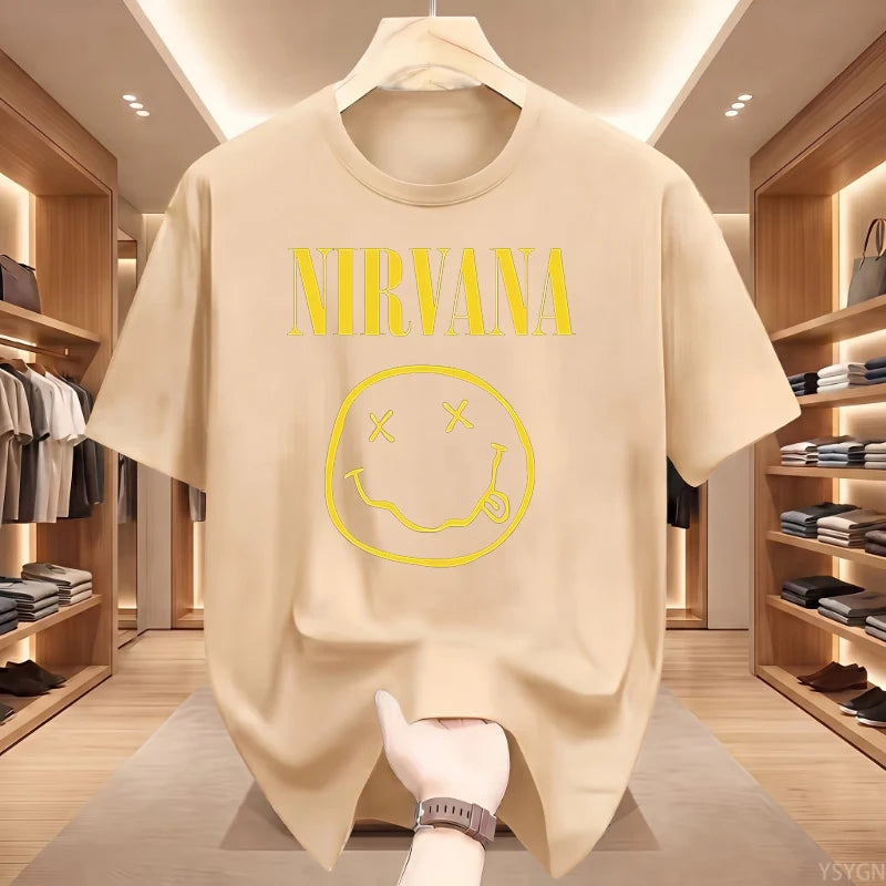 Retro Grunge Oversized Graphic Tee – Y2K Hip-Hop Style Vintage Rock T-Shirt
