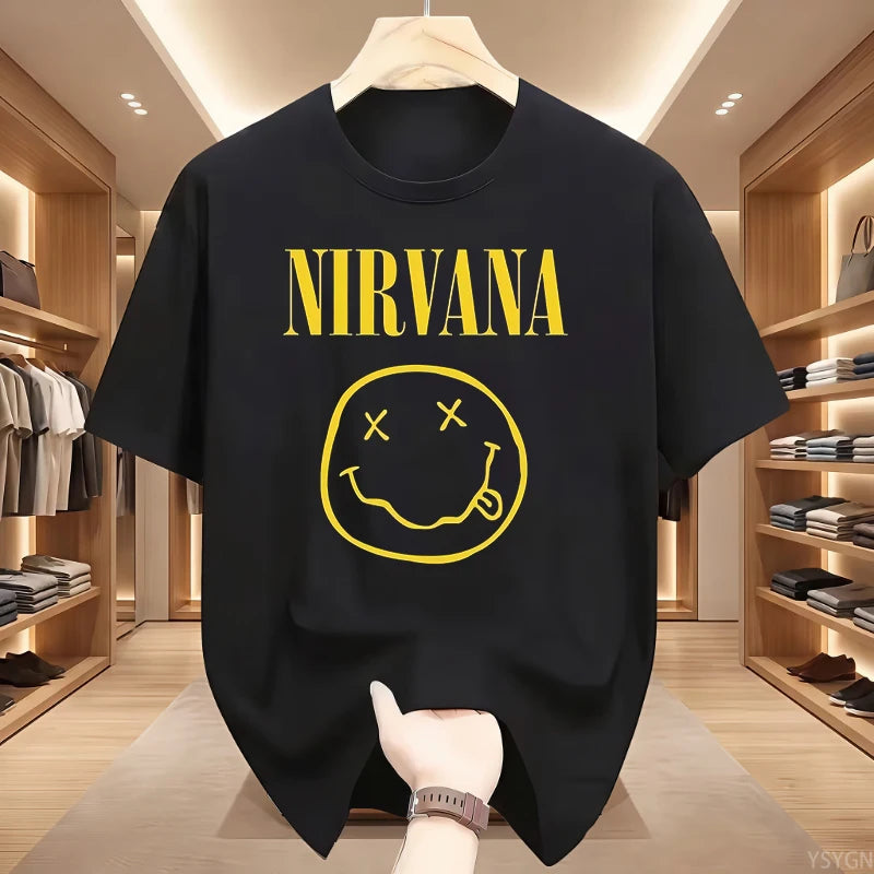 Retro Grunge Oversized Graphic Tee – Y2K Hip-Hop Style Vintage Rock T-Shirt