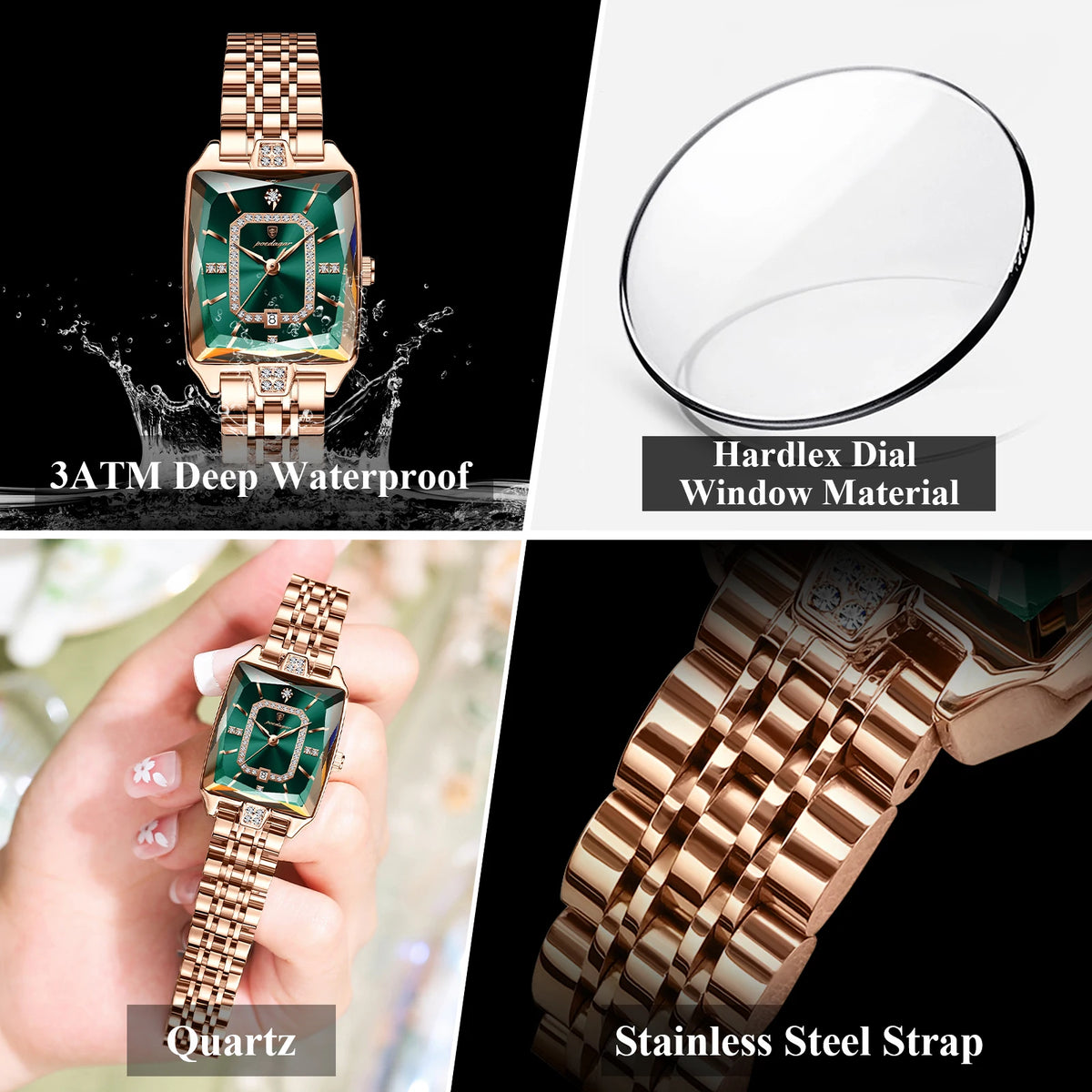 Elegant Waterproof Rectangle Wristwatch – Luxury Stainless Steel Quartz Dress Watch