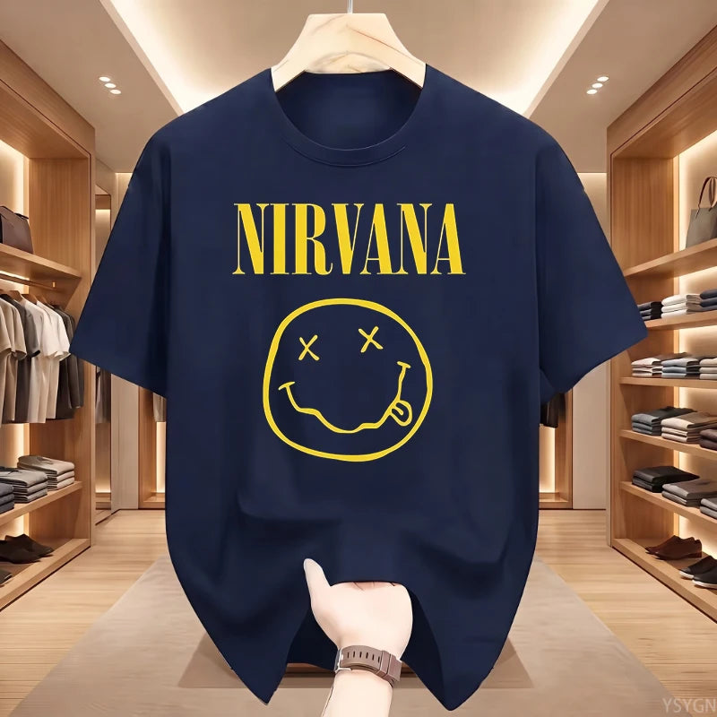 Retro Grunge Oversized Graphic Tee – Y2K Hip-Hop Style Vintage Rock T-Shirt