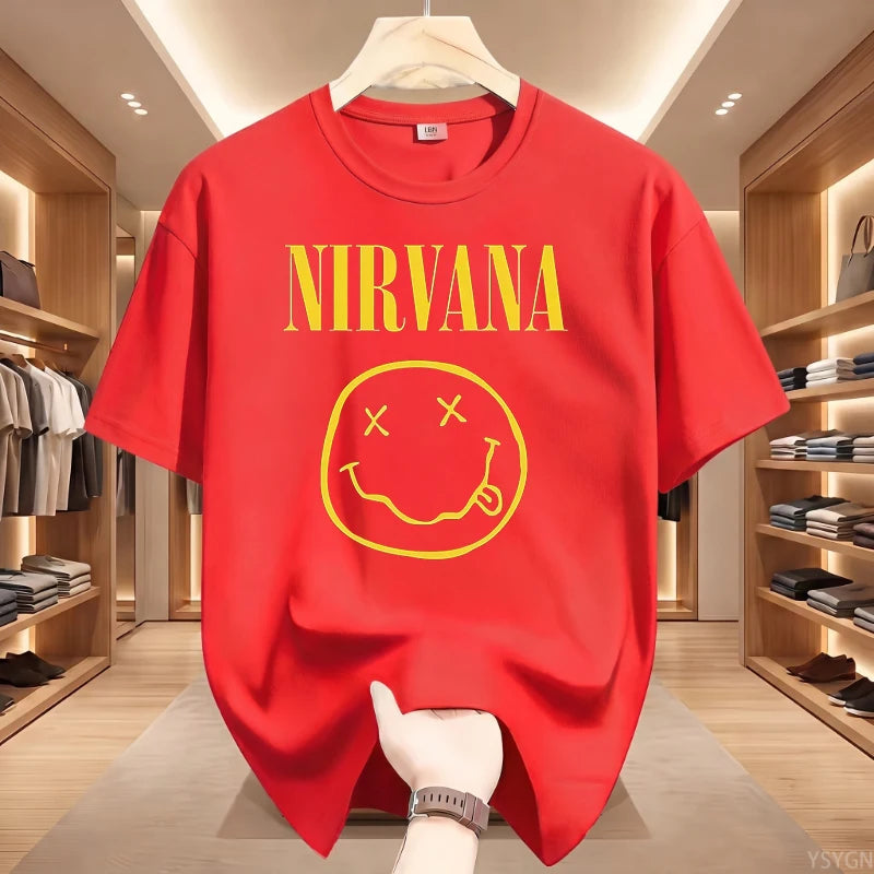 Retro Grunge Oversized Graphic Tee – Y2K Hip-Hop Style Vintage Rock T-Shirt
