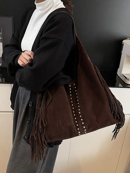 Flatland Sugar Retro Western Fringe Tote Bag – Rivet Shoulder Carryall