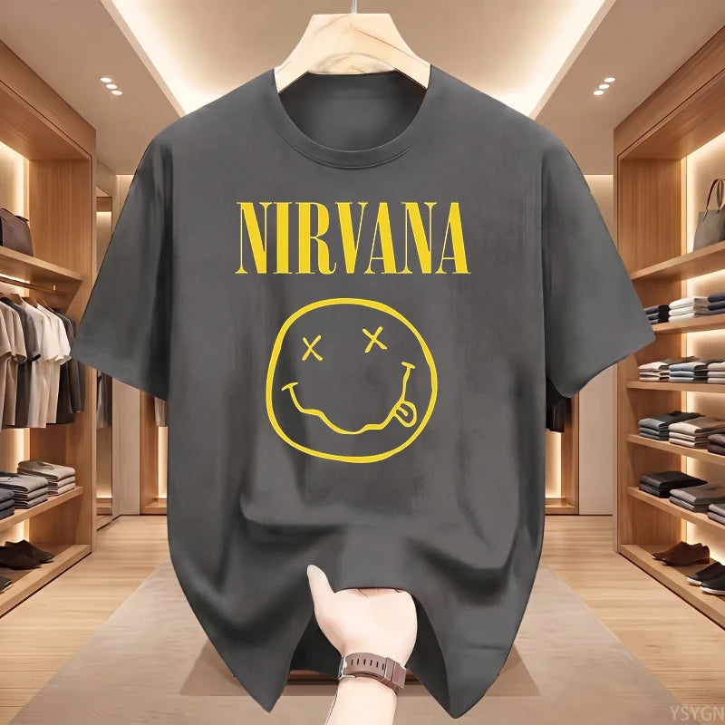 Retro Grunge Oversized Graphic Tee – Y2K Hip-Hop Style Vintage Rock T-Shirt
