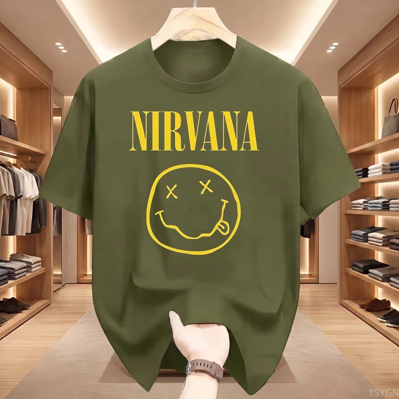 Retro Grunge Oversized Graphic Tee – Y2K Hip-Hop Style Vintage Rock T-Shirt
