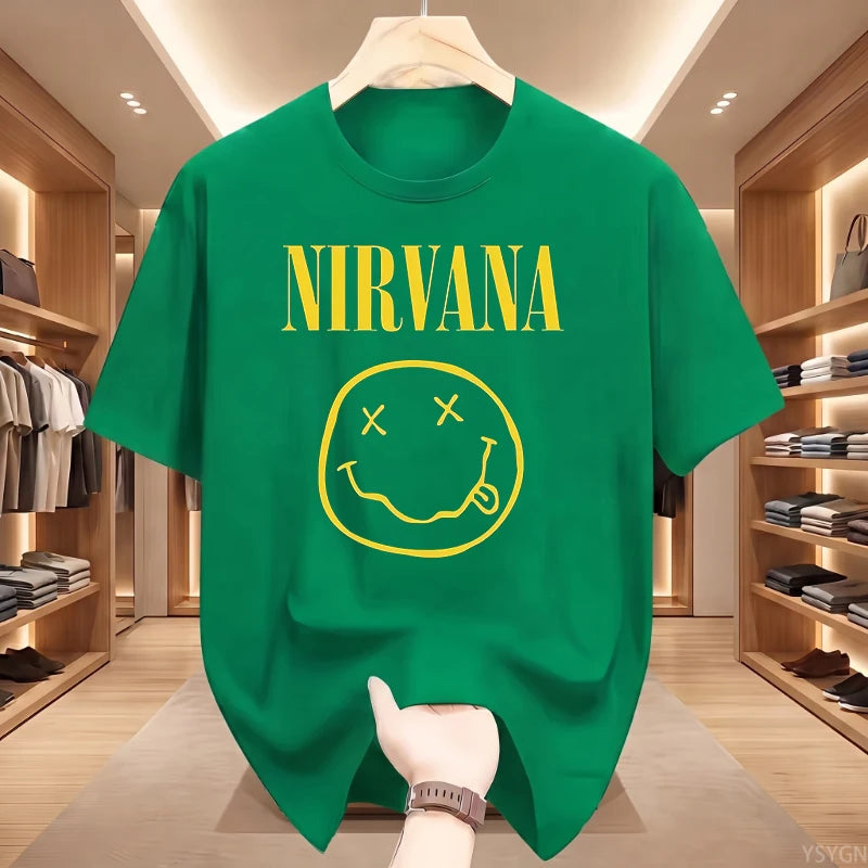 Retro Grunge Oversized Graphic Tee – Y2K Hip-Hop Style Vintage Rock T-Shirt