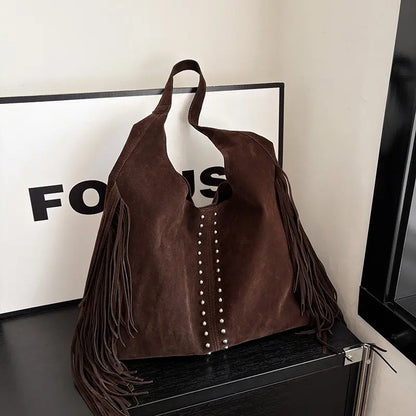 Flatland Sugar Retro Western Fringe Tote Bag – Rivet Shoulder Carryall