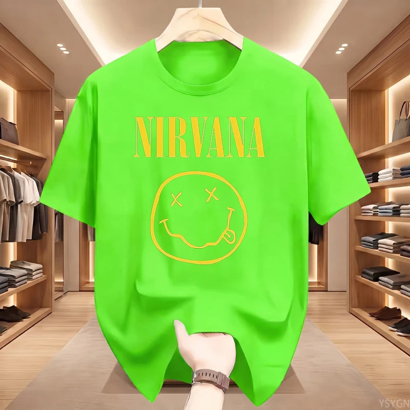 Retro Grunge Oversized Graphic Tee – Y2K Hip-Hop Style Vintage Rock T-Shirt