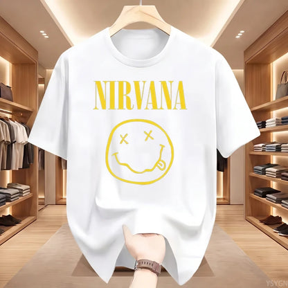 Retro Grunge Oversized Graphic Tee – Y2K Hip-Hop Style Vintage Rock T-Shirt