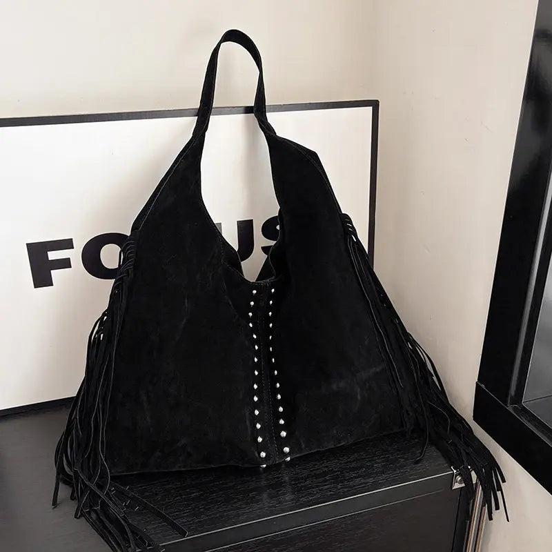 Flatland Sugar Retro Western Fringe Tote Bag – Rivet Shoulder Carryall