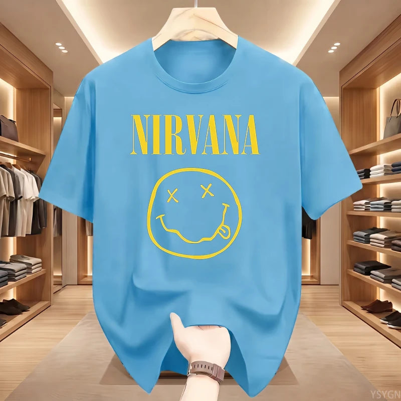 Retro Grunge Oversized Graphic Tee – Y2K Hip-Hop Style Vintage Rock T-Shirt