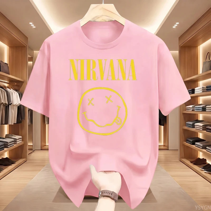 Retro Grunge Oversized Graphic Tee – Y2K Hip-Hop Style Vintage Rock T-Shirt
