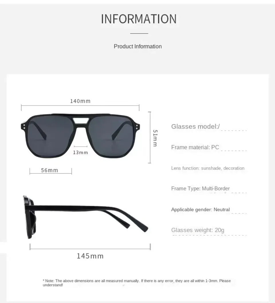 Oversized Retro Square Sunglasses – Unisex UV400 Designer Streetwear Shades