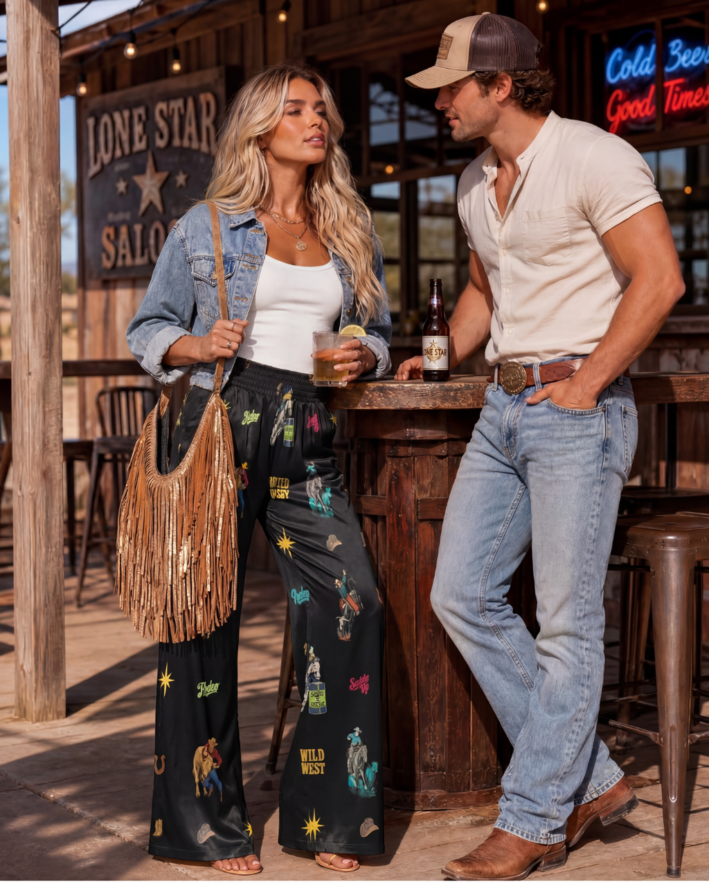 The Last Roundup Rodeo High Waisted Wide Leg Pants