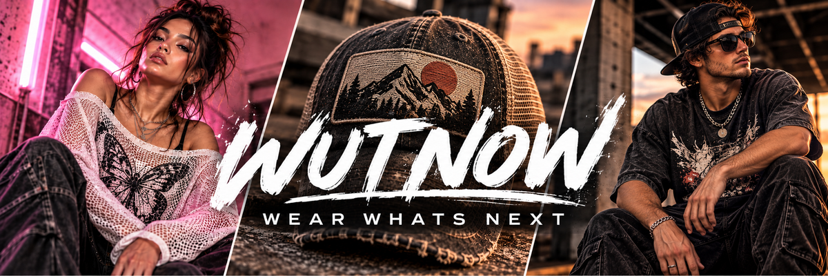 WUTNOW streetwear fashion featuring trendy graphic tees, unisex caps, and urban clothing for men and women.