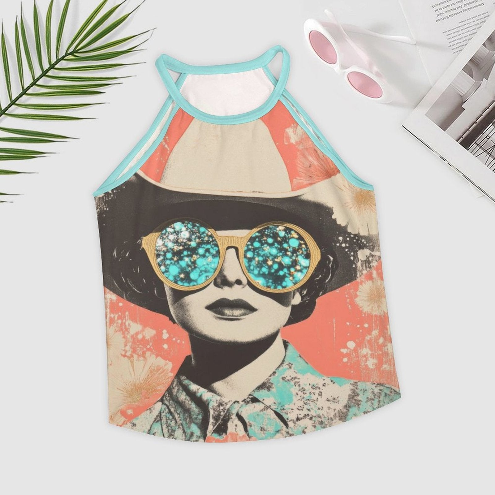 Turquoise Cowgirl Retro Pop Western Tank Top