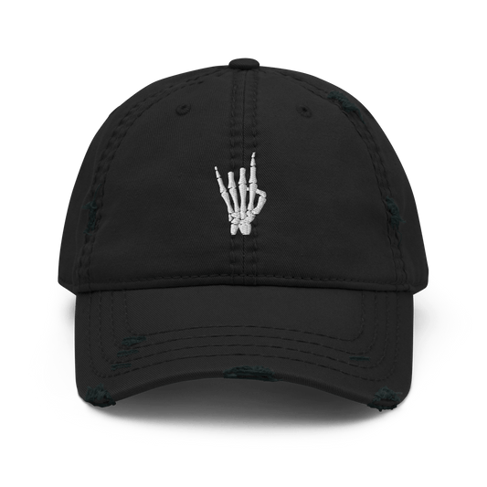 Rock On Skeleton Distressed Dad Hat